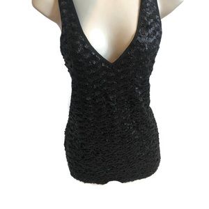 Banana Republic Black Sequin Sleeveless Top S-S